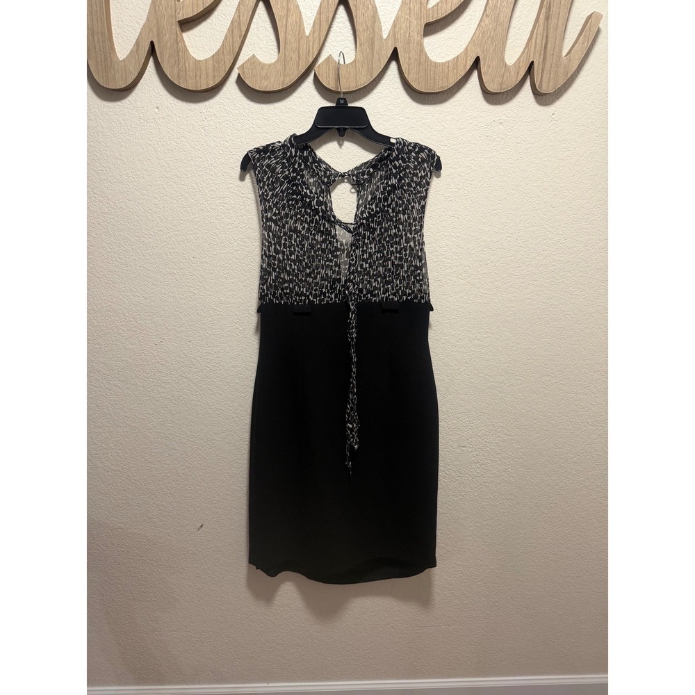 Tahari Arthur S Levine Womens Black White Printed Keyhole Sheath Dress Size 10